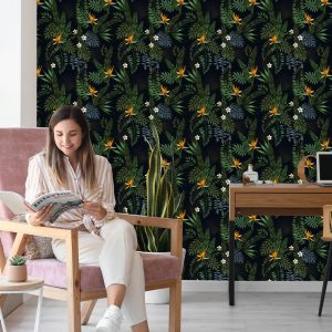 Papier Peint Feuilles Et Fleurs Tropicales – Image 7
