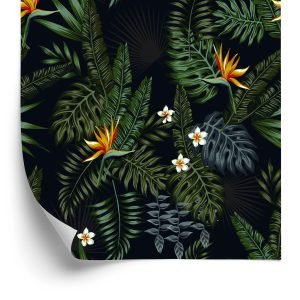 Papier Peint Feuilles Et Fleurs Tropicales – Image 2