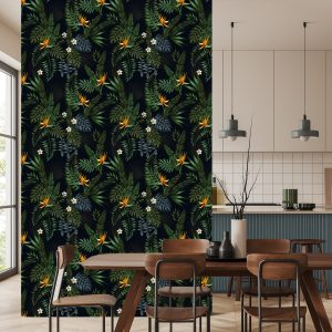 Papier Peint Feuilles Et Fleurs Tropicales – Image 4