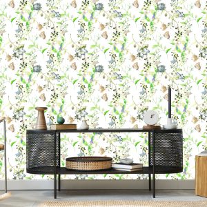 Papier Peint Fleurs Feuilles Aquarelle Rétro – Image 5