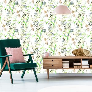 Papier Peint Fleurs Feuilles Aquarelle Rétro – Image 6