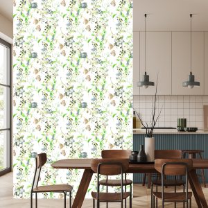 Papier Peint Fleurs Feuilles Aquarelle Rétro – Image 4