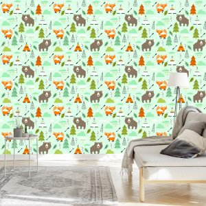 Papier Peint Pour Les Enfants - Merveilleux Animaux De La Forêt – Image 3