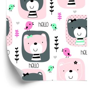 Papier Peint Plantes Oiseaux Nounours – Image 2