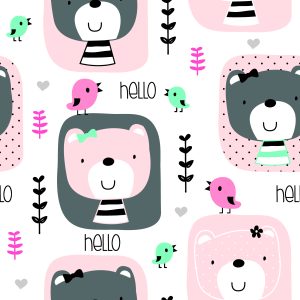 Papier Peint Plantes Oiseaux Nounours – Image 1