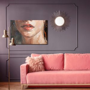 Peinture sur toile Portrait Of A Young, Dreamy Girl With Curly Brown Hair . Palette Knife Technique Of Oil Painting And Brush. – Image 4