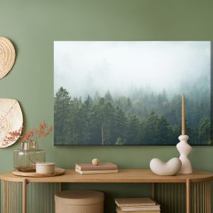 Peinture sur toile Amazing Mystical Rising Fog Forest Trees Landscape In Black Forest ( Schwarzwald ) Germany Panorama Banner - Dark Mood – Image 5