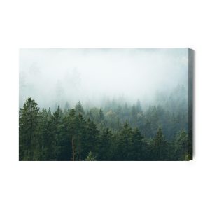 Peinture sur toile Amazing Mystical Rising Fog Forest Trees Landscape In Black Forest ( Schwarzwald ) Germany Panorama Banner - Dark Mood – Image 2