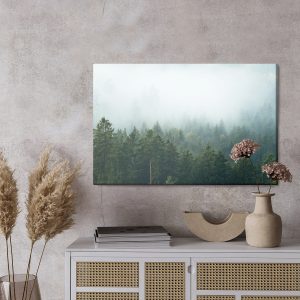 Peinture sur toile Amazing Mystical Rising Fog Forest Trees Landscape In Black Forest ( Schwarzwald ) Germany Panorama Banner - Dark Mood – Image 3