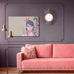 Peinture sur toile Woman And Flower . Concept Idea Art Of Surreal Garden, Mystery And Dream. Conceptual 3D . Human And Nature. Portrait Painting. Girl Face – Image 4