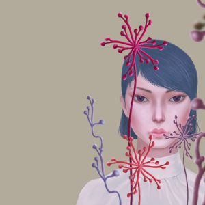 Peinture sur toile Woman And Flower . Concept Idea Art Of Surreal Garden, Mystery And Dream. Conceptual 3D . Human And Nature. Portrait Painting. Girl Face – Image 1
