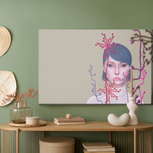Peinture sur toile Woman And Flower . Concept Idea Art Of Surreal Garden, Mystery And Dream. Conceptual 3D . Human And Nature. Portrait Painting. Girl Face – Image 5