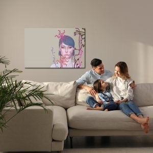Peinture sur toile Woman And Flower . Concept Idea Art Of Surreal Garden, Mystery And Dream. Conceptual 3D . Human And Nature. Portrait Painting. Girl Face – Image 7