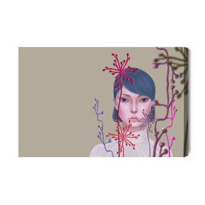 Peinture sur toile Woman And Flower . Concept Idea Art Of Surreal Garden, Mystery And Dream. Conceptual 3D . Human And Nature. Portrait Painting. Girl Face – Image 2