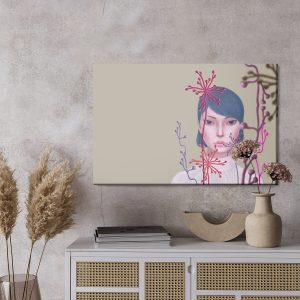 Peinture sur toile Woman And Flower . Concept Idea Art Of Surreal Garden, Mystery And Dream. Conceptual 3D . Human And Nature. Portrait Painting. Girl Face – Image 3