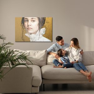 Peinture sur toile Oil Painting. Portrait Of A Girl . The Art Is Done In A Realistic Manner. – Image 7
