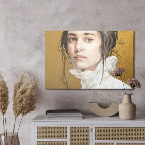 Peinture sur toile Oil Painting. Portrait Of A Girl . The Art Is Done In A Realistic Manner. – Image 3