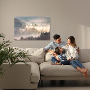 Peinture sur toile Mist In Forest With Sunbeam Rays, Woods Landscape – Image 7