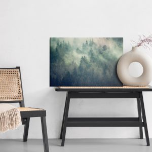 Peinture sur toile Misty Landscape With Fir Forest In Hipster Vintage Retro Style – Image 6