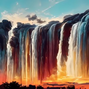 Peinture sur toile Time Lapse Photography Of Waterfalls During Sunset – Image 1