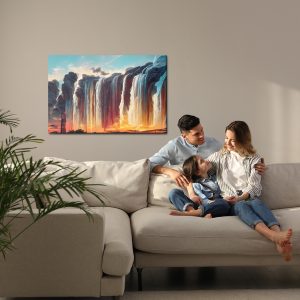 Peinture sur toile Time Lapse Photography Of Waterfalls During Sunset – Image 7