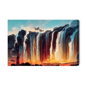 Peinture sur toile Time Lapse Photography Of Waterfalls During Sunset – Image 2