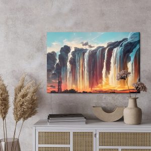 Peinture sur toile Time Lapse Photography Of Waterfalls During Sunset – Image 3