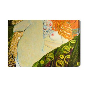 Peinture sur toile Oil On Canvas. Oil Painting. Gold Leaf. Beautiful Red Hair Girl. Based On Painting Danae. G. Klimt – Image 2