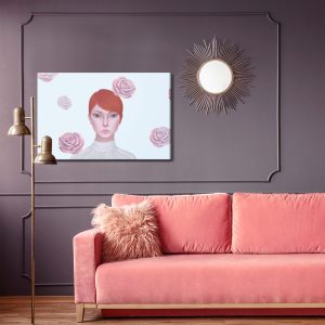 Peinture sur toile Woman And Rose Flowers. Concept Idea Art Of Surreal, Mystery And Love. Conceptual 3D . Human And Nature. Portrait Painting. – Image 4