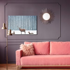 Peinture sur toile Cerfs Et Biches Dans Une Forêt D'hiver – Image 4