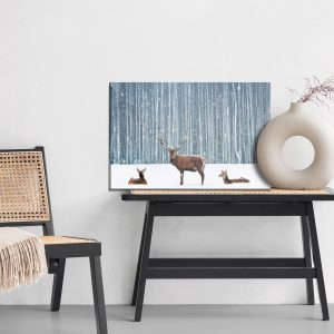Peinture sur toile Cerfs Et Biches Dans Une Forêt D'hiver – Image 6