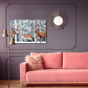 Peinture sur toile Un Troupeau De Cerfs Dans La Forêt D'hiver – Image 4
