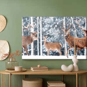 Peinture sur toile Un Troupeau De Cerfs Dans La Forêt D'hiver – Image 5