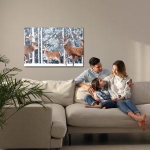 Peinture sur toile Un Troupeau De Cerfs Dans La Forêt D'hiver – Image 7