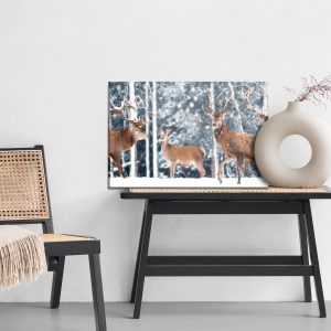 Peinture sur toile Un Troupeau De Cerfs Dans La Forêt D'hiver – Image 6