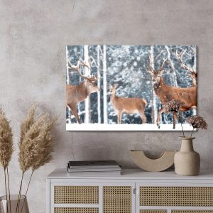 Peinture sur toile Un Troupeau De Cerfs Dans La Forêt D'hiver – Image 3
