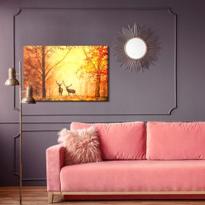 Peinture sur toile Cerf Dans La Forêt D'automne – Image 4
