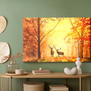 Peinture sur toile Cerf Dans La Forêt D'automne – Image 5