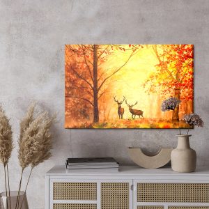 Peinture sur toile Cerf Dans La Forêt D'automne – Image 3