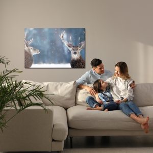 Peinture sur toile Deux Cerfs Dans La Forêt D'hiver – Image 7
