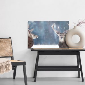 Peinture sur toile Deux Cerfs Dans La Forêt D'hiver – Image 6