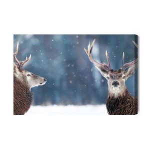 Peinture sur toile Deux Cerfs Dans La Forêt D'hiver – Image 2