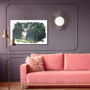 Peinture sur toile Un Cerf Dans La Forêt Peint À L'aquarelle – Image 4