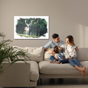 Peinture sur toile Un Cerf Dans La Forêt Peint À L'aquarelle – Image 7