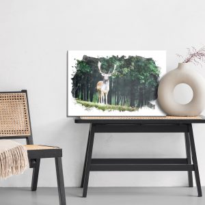 Peinture sur toile Un Cerf Dans La Forêt Peint À L'aquarelle – Image 6