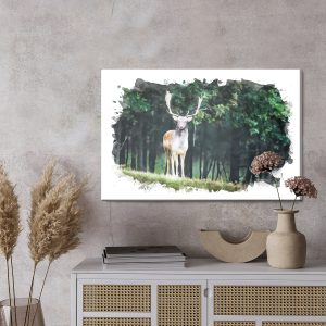 Peinture sur toile Un Cerf Dans La Forêt Peint À L'aquarelle – Image 3