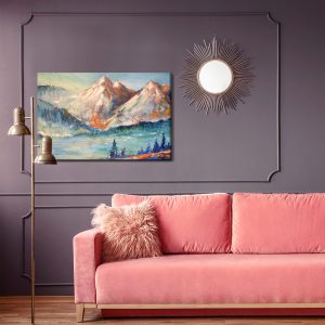 Peinture sur toile Une Peinture Abstraite Des Montagnes – Image 4