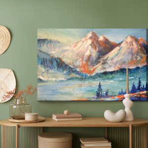 Peinture sur toile Une Peinture Abstraite Des Montagnes – Image 5