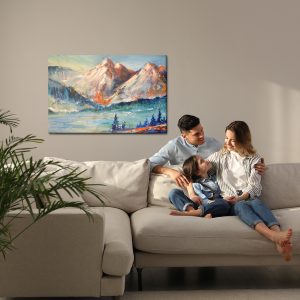 Peinture sur toile Une Peinture Abstraite Des Montagnes – Image 7