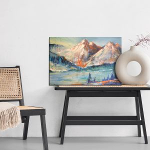 Peinture sur toile Une Peinture Abstraite Des Montagnes – Image 6